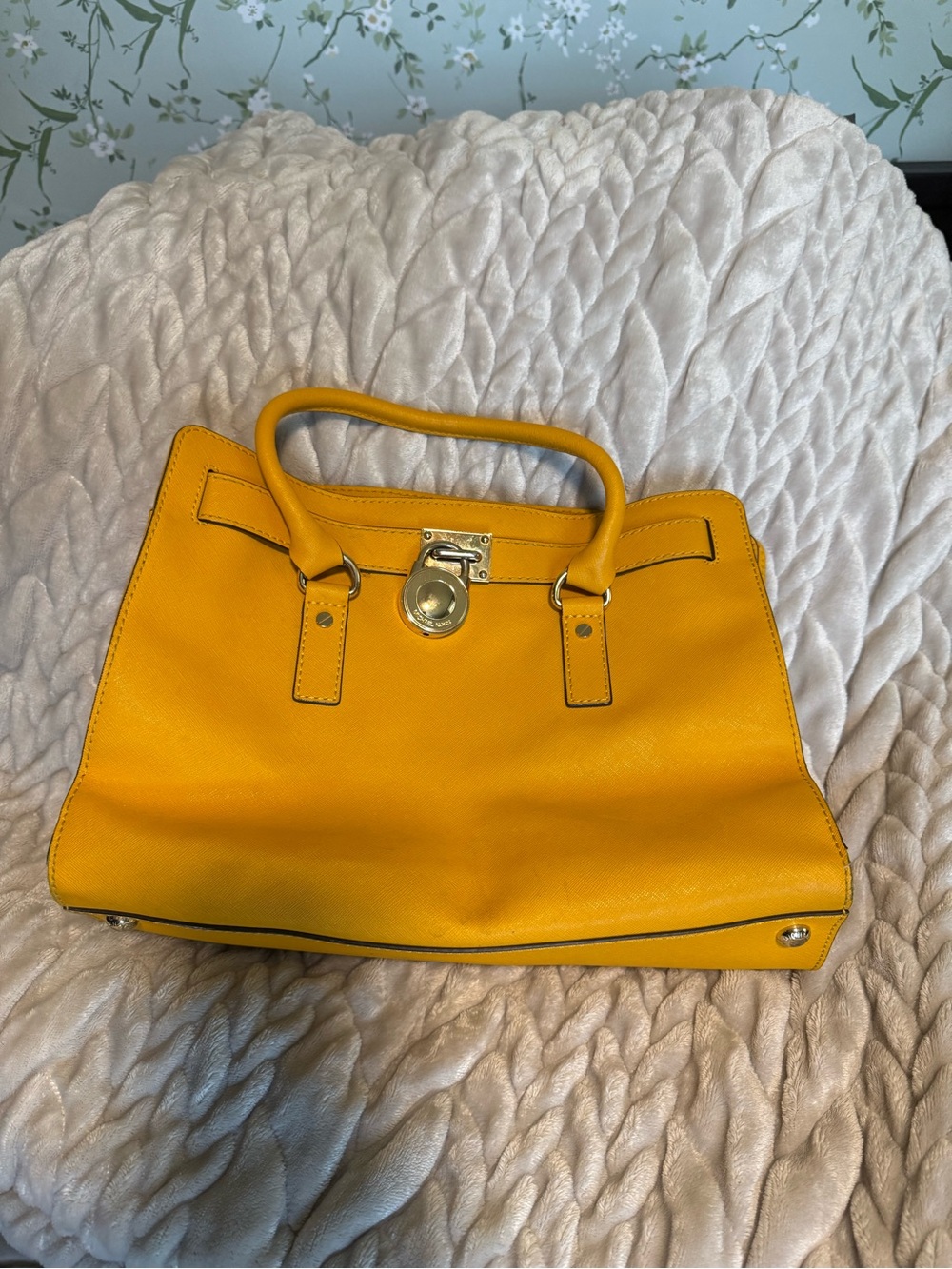Michael Kors Bright Yellow Leather Satchel with Gold Hardware